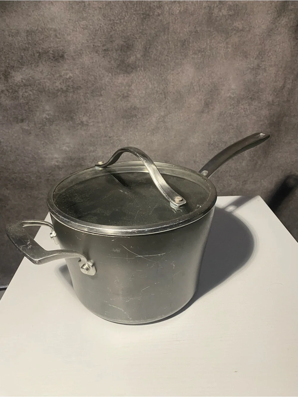 Kirkland Signature Hard Anodized 4 Qt Saucepan Pot with Glass Lid